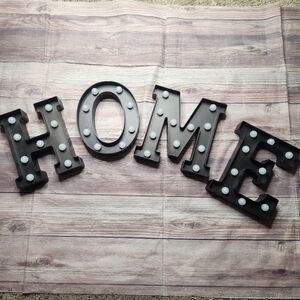 Black Plastic 9" Marquee H.O.M.E. Light Up Letters Sign for Home Decoration Deco